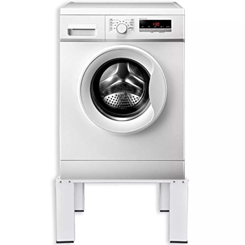 Heitamy Washing Machine Base, Raised Pedestal Stand White Washing Machine Pedestal with Non-Slip Pads Steel Base for Home Laundry