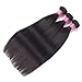 20 22 24 18 Straight Hair 3 Bundles With Closure Unprocessed Brazilian Human Virgin Raw Hair Weave Bundles With 4X4 Lace Closure Free Part Soft and No Shedding USOFT…