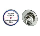 Hillary Clinton 2016 For President with Star Round Metal Lapel Hat Pin Tie Tack Pinback