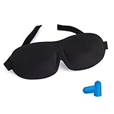 3D Sleep Mask & blindfold with Ear Plugs for Sleeping Deeper (Black)
