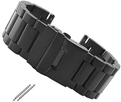 Heavy Thick 5.5mm Solid Stainless Steel Brushed Metal Watch Band Strap Buckle Clasp 22mm-26mm