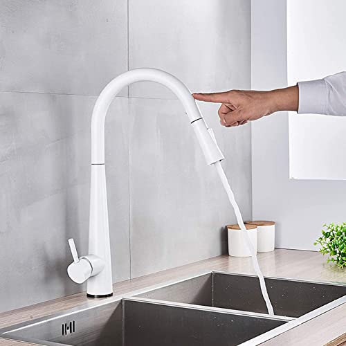 Mua Yalsfowe White Kitchen Faucet with Pull Down Sprayer Touch On ...