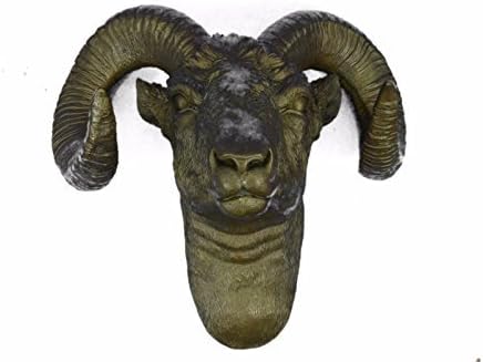 Incredible Detailed Large Wall Mount Rams Head Bronze Sculpture Figurine Figure