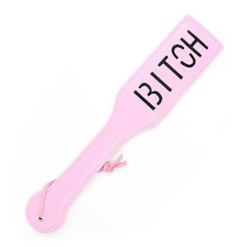 SM Bondage Imprint Spanking Paddle, Ass Spanking Whip, “Bitch” imprint by MUQU(Pink)