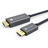 DisplayPort to HDMI Cable - [Optimal Chip, Slim Aluminum Shell] - iVanky Nylon Braided DP to HDMI Cable for HDTV, Monitor, Projector, Desktop, AMD, NVIDIA, Lenovo, HP, ThinkPad, More - (6.6ft, Grey)