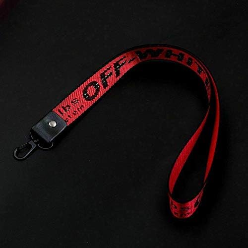 OFF-WHITE Trendy Embroidery Mobile Phone Lanyard ID Card Holder Long Rope Keychain UK Stock (Red)