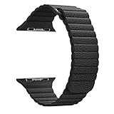 Apple Watch Series 1 Series 2 Band 42mm, BRG Leather Loop with Adjustable Magnetic Closure iWatch Band Replacement Bracelet Strap for Apple Watch Sport and Edition 42mm Medium - Black