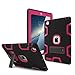 iPad 2 Case,iPad 3 Case,iPad 4 Case, AICase Kickstand Shockproof Heavy Duty Rubber High Impact Resistant Rugged Hybrid Three Layer Armor Protective Case with Stylus for iPad 2/3/4 (Black/Rose)
