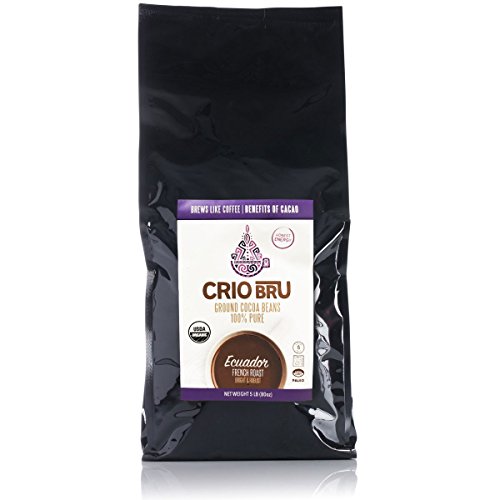 Crio Bru Ecuador French Roast 80oz (5 lb) Bag | Organic Healthy Brewed Cacao Drink | Great Substitute to Herbal Tea and Coffee | 99% Caffeine Free Gluten Free Whole-30 Low Calorie Honest Energy