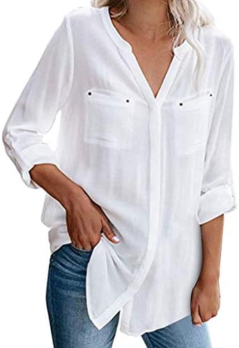 シャツ 長袖 ギフ 包装 ロング レディース 不規則 無地 綿 リネン 大きいサイズ Jikial 女性用 ポケット トップス シンプル カジュアル スリム ベーシック Vネック おしゃれ パーカー 部屋 ブランド スポーツ インナー ゆったり キャラクター