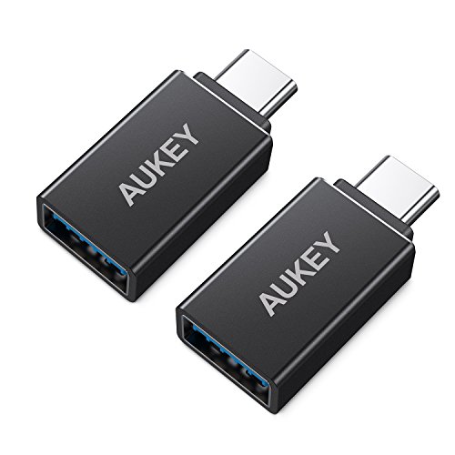 AUKEY USB C to USB 3.0 Adapter Aluminum Mini USB Type C Adapter Compatible with MacBook Pro 2017/2016, Google Chromebook Pixel book, SamsungS9 S8 S8Plus Note 8, Google Pixel 2/2XL-Black