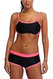 CharmLeaks Women's Two Piece Swimsuit Sport Bra Swimwear Workout Bikini Set