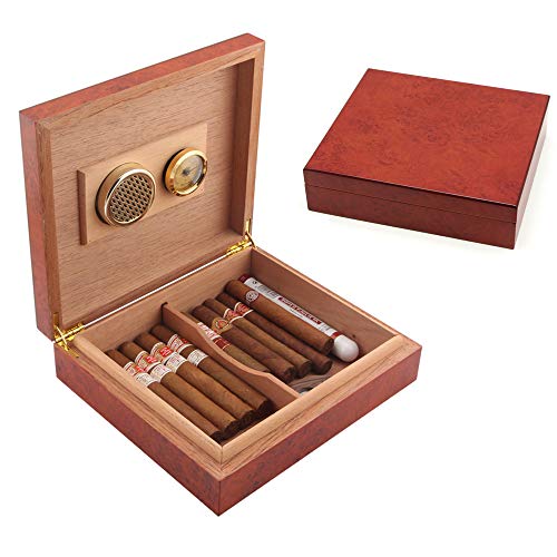 GALINER Cigar Humidor Desktop Cigar Cedar Box with Humidifier Hygrometer Holds 20 to 25 Cigars