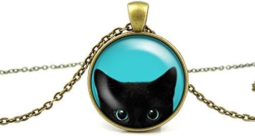Black Cat Necklace - Peeking Black Cat Pendant - Cute Black Cat Jewelry