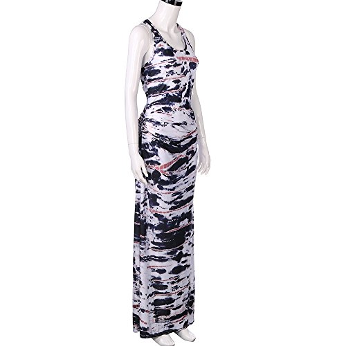 Elegant Plus Size Maxi Dress for Women,Chaofanjiancai Lady Striped Long Boho Dress Casual Sleeveless Beach Summer Sundress (XL, Multicolor04) - Thumbnail 3