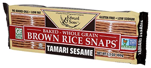EDWARD & SONS, ORGANIC BROWN RICE SNAPS CRACKERS, TAMARI SESAME, 3.5 OZ