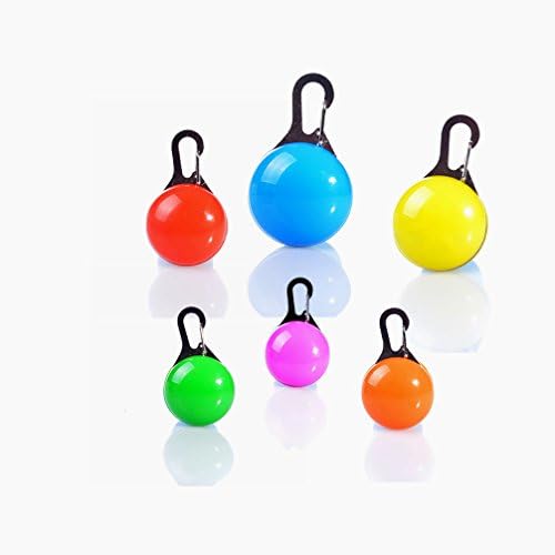Pet Collar Lights Set of 6 Night Bright LED Lights Keychain Powered by Battery Dog Neckless Collar Charm Pendants for Night Walking Running Come with a Pet ID Tag Different Colors