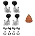 YMC TP-UK Series 4pcs Ukulele Tuning Pegs 2L2R Chrome Machine Heads Tuners for Ukuele with Pick, (Chrome with black buttons Handle)