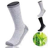 Bamboo Socks, Sunew Soft Mens and Womens Athletic Hiking Crew Socks Odor Resistant Cushioned Dress Casual Socks 1/3/6 Pairs