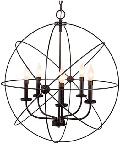Retro Pendant Lamp,Modern Sphere Wrought Iron Metal Globe Cage Chandelier Fixture Pendant Light Ceiling Lamp Use E14 Blubs,Nickel,60Cm [Energy Class A]