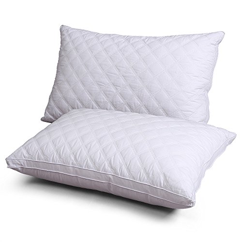 Bed pillows, beegod Soft Pillows for Sleeping, Hypoallergenic and Fluffy Down-Like Pillows with Fine Fiber Filling, Dust and Mite Repellent, White (2Pack)