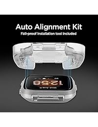Spigen Protector de Pantalla de Vidrio Templado [Kit de Instalación] Diseñado para Fitbit Versa Fitbit Versa Lite (2 unidades)