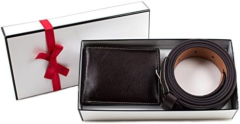 Men Gift set - Belt Black - RFID wallet (Brown, 36-38)