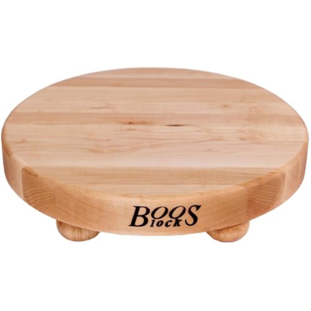 John Boos Block B12R Round Maple Wood Edge Grain Cutting Board Feet