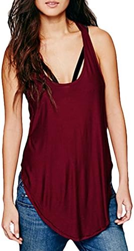 Celltronic Women Sexy Low-cut Round Neck Solid Race-back Tank Tops (XL,Red)