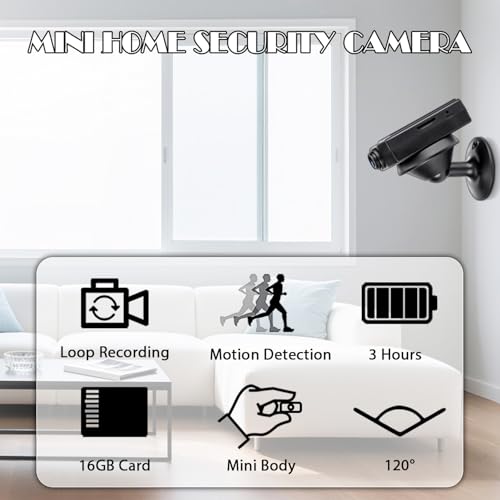 OTADUG Spy Camera 1080P Loop Recording Motion Detection 120° Wide Angle 3 Hours Playtime with Card Included, No Wi-Fi Required