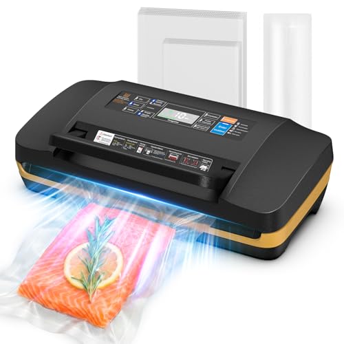 Commercial Vacuum Sealer Machine,95KPa Food Vacuum Sealer Machine,18-in-1 Scelleuse Sous Vide with Double Heat Seal, Dry Moist Damp Modes, Built-in Cutter & Roll Storage,Easy-Lock Handle for Sous Vide