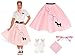 Hip Hop 50's Shop 1950s Adult 4 Piece Poodle Skirt Costume Outfit for Women with Accessories (glasses, socks, scarf) (XLarge/XXLarge, Light Pink)