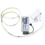 HitLights High Density Weatherproof RGB LED Light Strip Kit, 16.4 Feet - Includes Power Supply and Controller. 300 LEDs, 12V DC Tape Lights