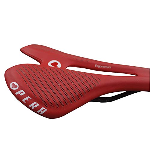 Opera Bike Saddle- The New Road Full Carbon Fiber + Leather Saddle Mountain Bike Red Seat Cushion Bicycle Saddle Accessories - 1 Pcs - Thumbnail 6