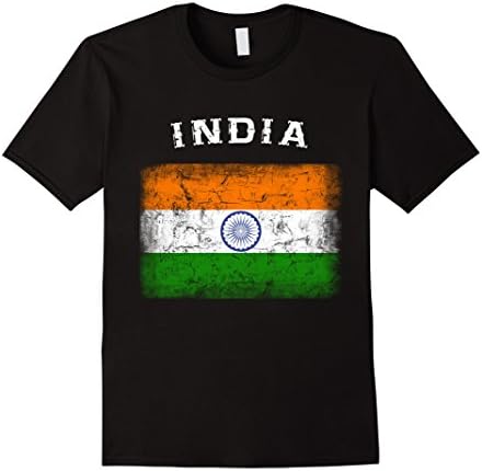 Men's Distressed Retro Vintage Flag of India T-Shirt XL Black