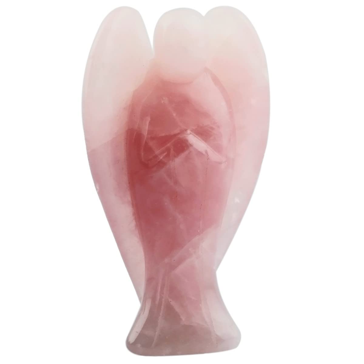 KYEYGWO Rose Quartz Angel Gemstone Crystal Guardian Angel Statues, Pocket Peace Angel Lucky Charm Reiki Fengshui Desk Ornaments 2.75"