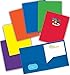 NEW GENERATION - Heavy Duty Plastic 2 Pocket Folder, 6 Pack Assorted Primary Colors Poly Folders for Letter Size Papers, Includes Business Card Slot, Great to use at School, Home, Work and Storage