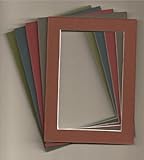 Pack of 10 11x14 Picture Mats, 5 Earth Tone Colors, with White Core Bevel Cut for 8x12 Pictures