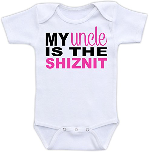 My Uncle is The Shiznit - Funny One Piece Baby Bodysuit (3M Short Sleeve Bodysuit, Pink Font)
