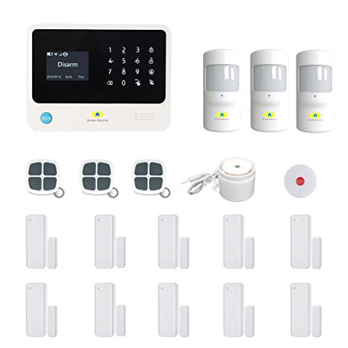 Golden Security Touch screen keypad LCD display WIFI & GSM 2-in-1 with Auto Dial,Motion Detectors and more diy Home Alarm System G90B-W02