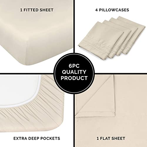 Queen Size Sheet Set 6 Piece Set Hotel Luxury Bed Sheets Extra