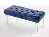Iconic Home Odette Modern Button Tufted Blue Velvet