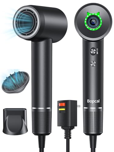 High Speed Hair Dryer with Diffuser, Bopcal Ionic Blow Hairdryer, Low Noise Great for Home, Travel