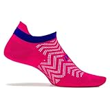 High Performance Ultra Light - No Show Tab - Athletic Running Socks for Men and Women, Chevron Pink, Medium