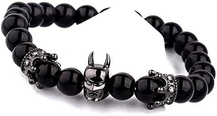BATMAN Onyx Stone Bracelet - Diamond Crown with Cubic Zirconia