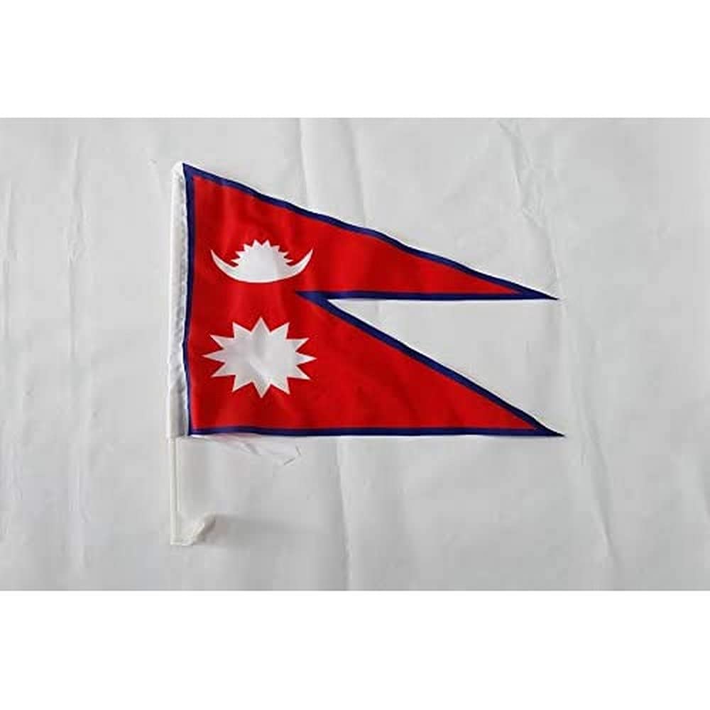 AZ FLAG Nepal Car Flag 18'' x 12'' - Nepalese Car flags 30 x 45cm - Banner 18x12 INCHES PLASTIC STICK