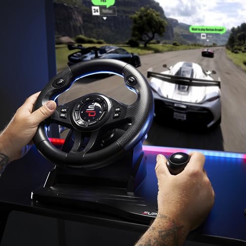 SUBSONIC Superdrive - GS550 steering wheel with pedals, paddles, shifter, vibration racing wheel for Switch 2, Switch, Xbox Serie X/S, PS4, Xbox One, PC