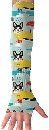 Huahanduobang Arm Sleeves Corgi Dog Playing Mens Womens Super Long Fingerless Anti-uv Sun Protection Golf Driving Sports Arm Sun Sleeves Gloves