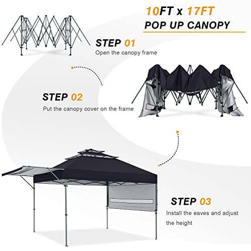 COOSHADE 10x17 Instant Canopy Tent 3Tier Pop Up Canopy with