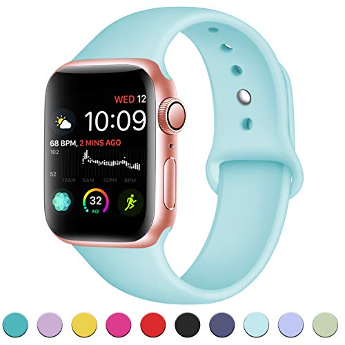 DaQin Compatible with Apple Watch Band 44mm 42mm, Sport Silicone Replacement Bands for iWatch Series 4 Series 3/2/1, Blue sea, M/L